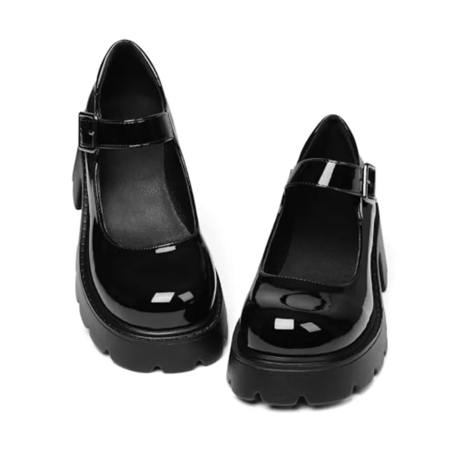 

AOSPHIRAYLIAN Mary Janes Platform Mary Janes for Women Round Toe Dress Shoes for Women Ankle Strap Chunky Heel Uniform Women's