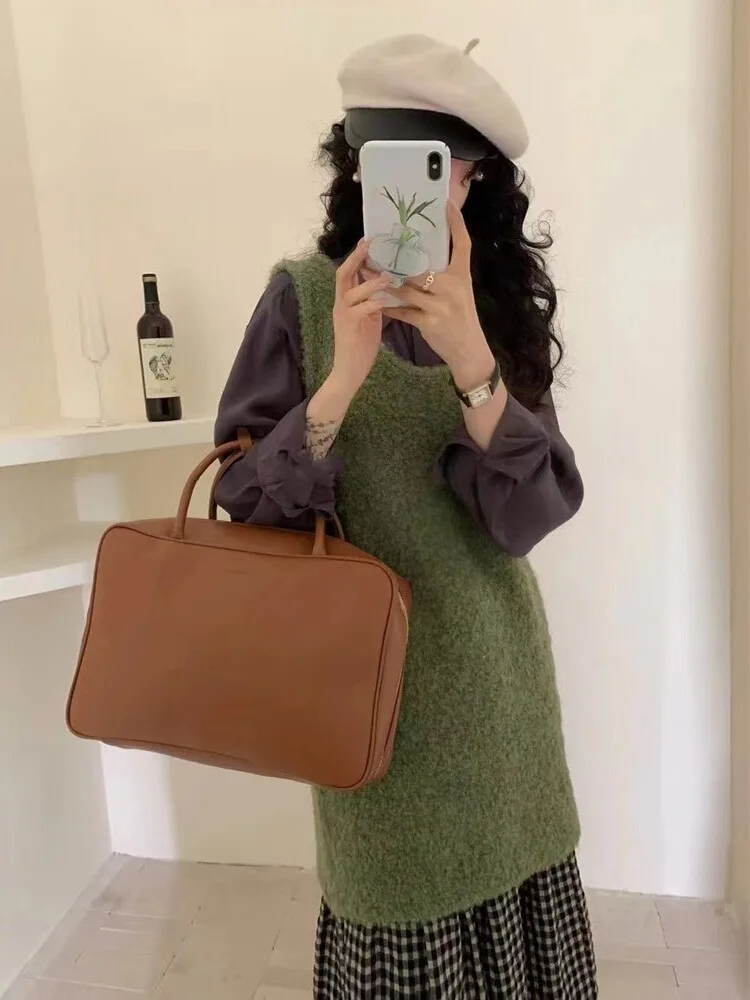 

Knee Length Sweater Vest Korean Style Sweaters Jumpers Women Fancy Loose-Thickened Morning Carp Kintted Bottoming Fashionable OL