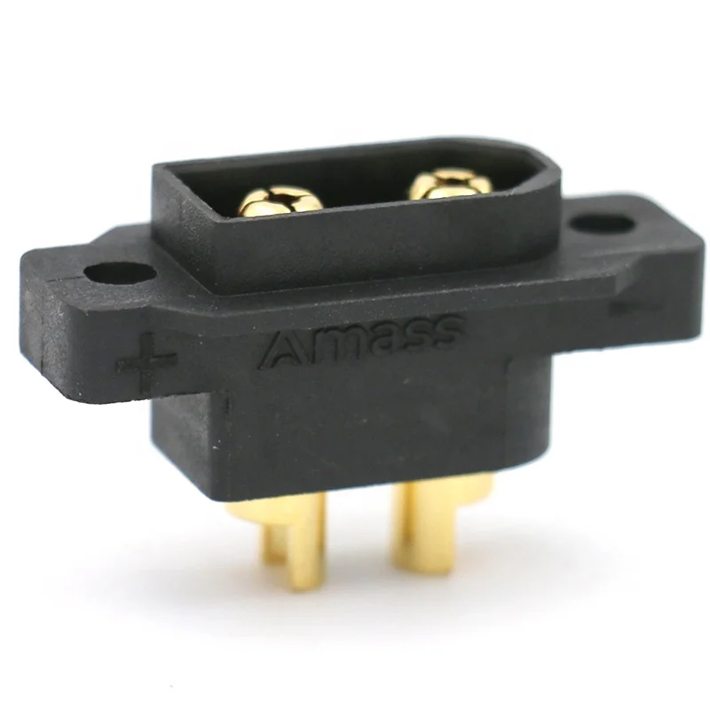 30PCSAmass XT60EW-M Black Panel Mount Connector XT60E Male Plug For RC Drone Aircraft FPV Racing Mountable XT60E Plug RC Parts &