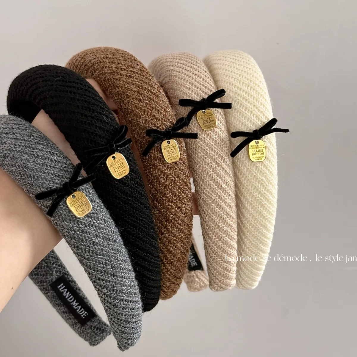 Brand New Gentle brown fabric headband bow high cranial top hairpin simple daily headband versatile hair accessories 2025