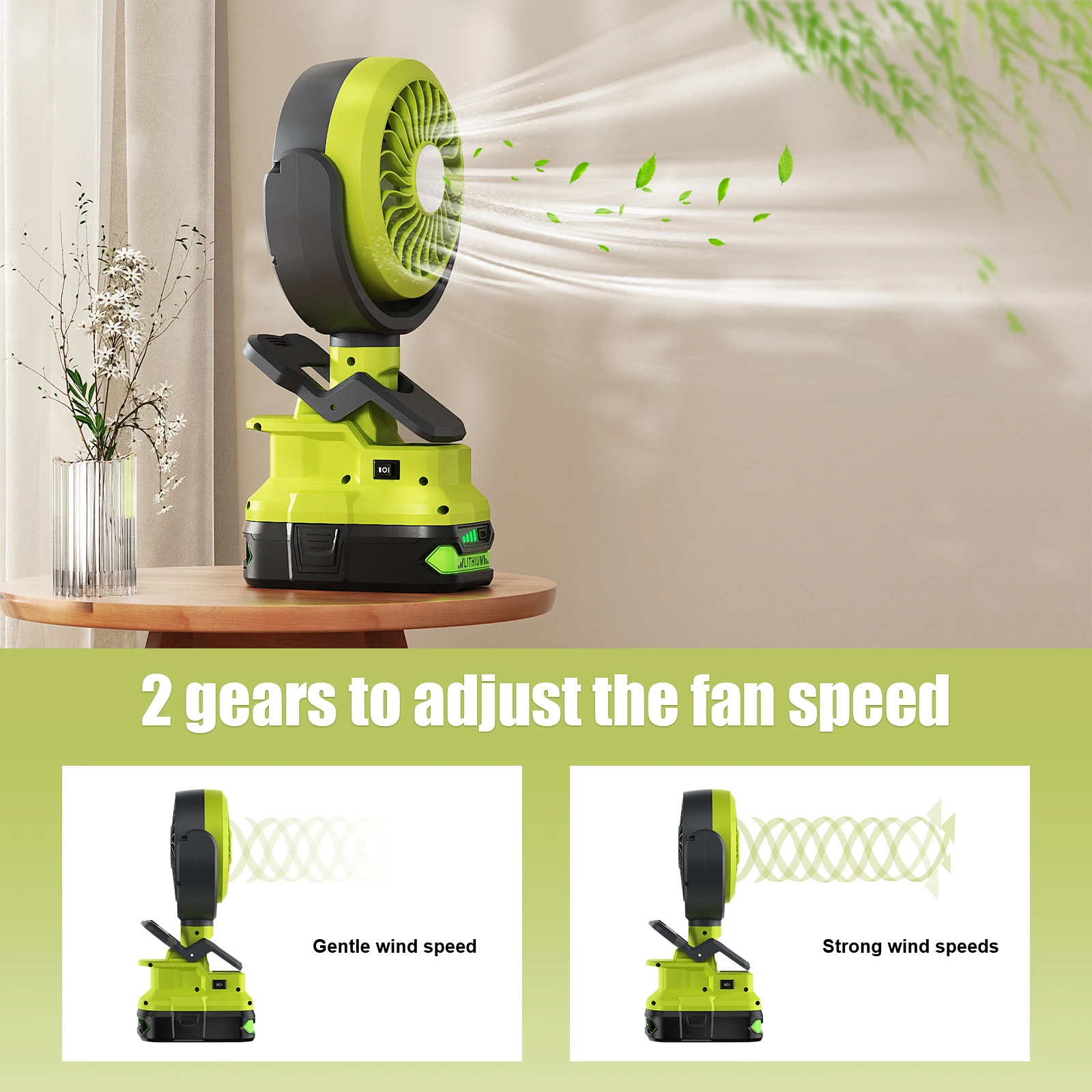 Cordless Fan For Ryobi Battery 18V P108 P107 Tool Fan Light 2 in 1 With Ry0bi 18V Li-ion Batteries Portable Wireless fan Jobsit
