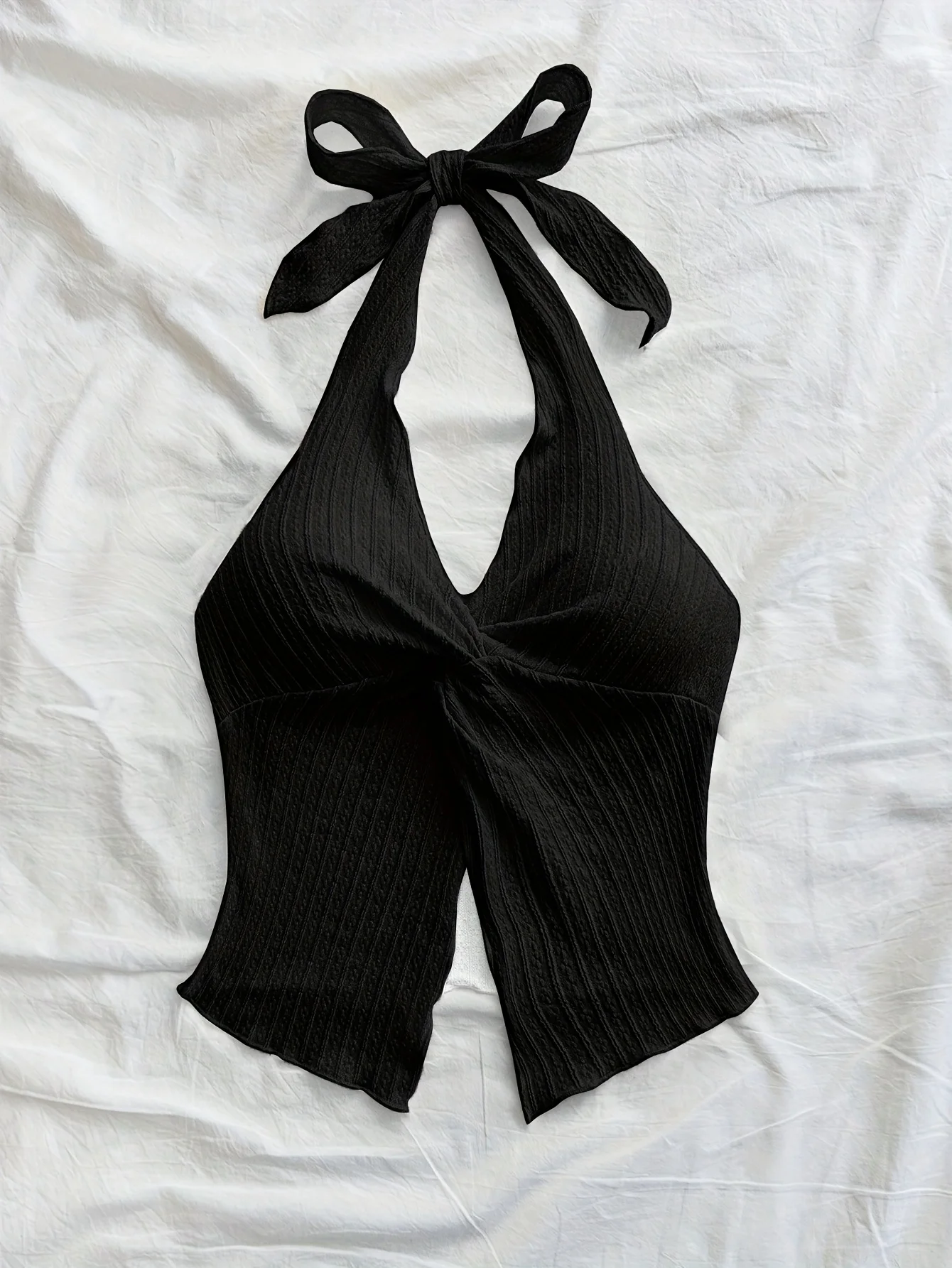 Frühlings- und Sommermode: Neue elegante, einfarbige, vielseitige Neckholder-Weste als Einzelstück – Detail 6