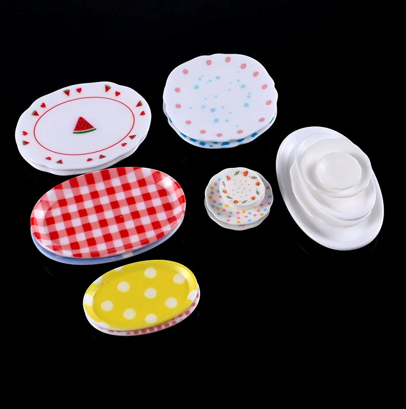 10 Pcs Cute Cartoon Miniature Plate Resin Accessories Dollhouse Handmade DIY Decorations - Image 2