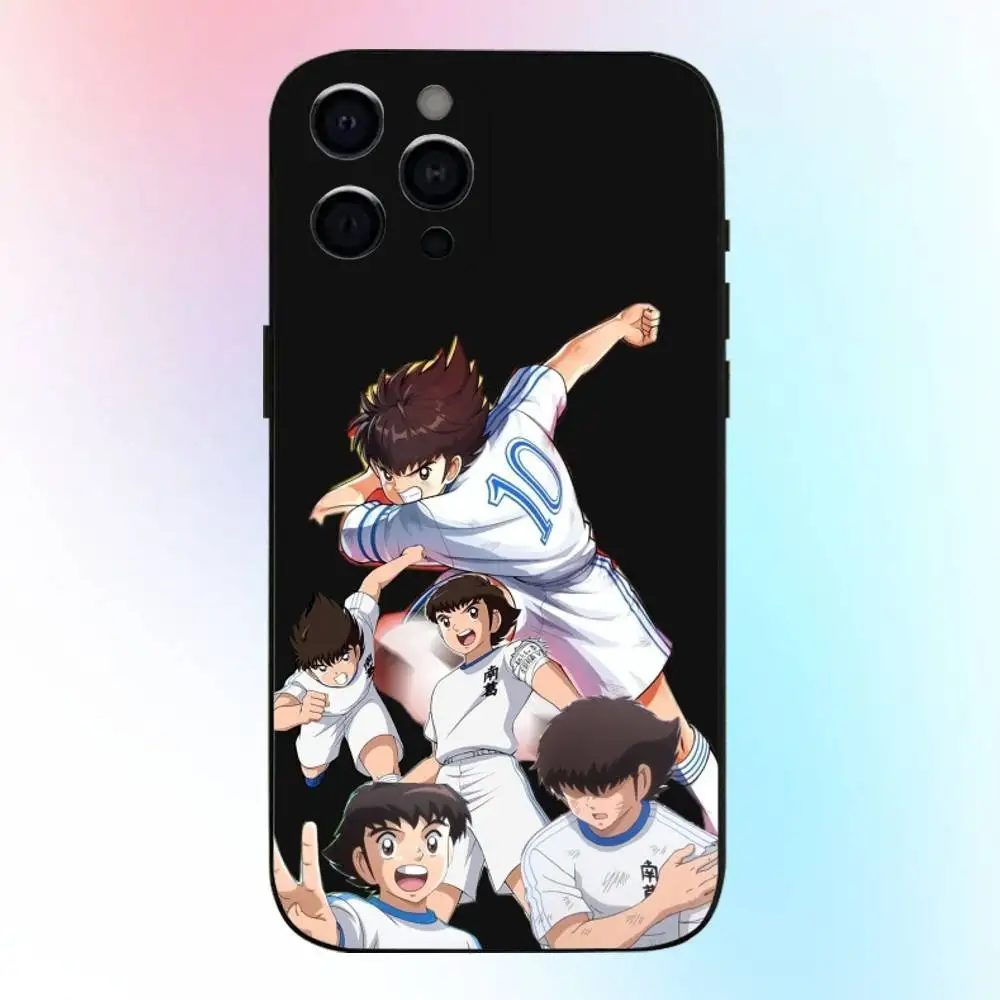 حافظة هاتف أنيمي C-captain T-tsubasa لهاتف iPhone17,16,15,14,13,12,11 Plus,Pro Max غطاء أسود ناعم #3