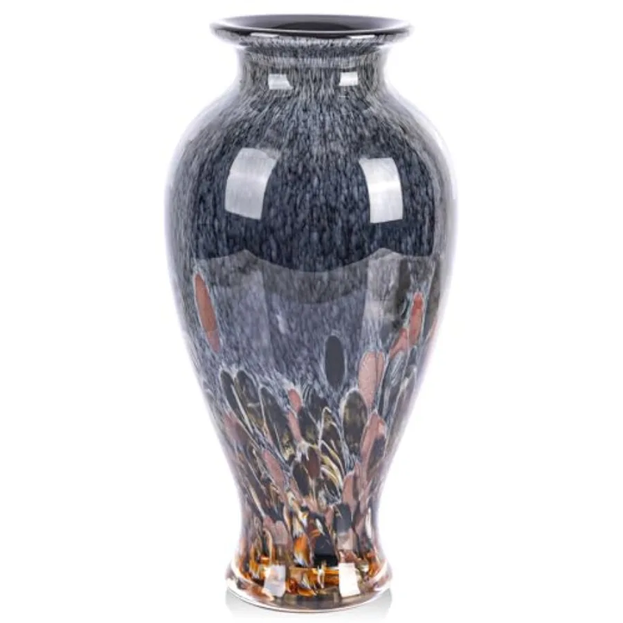 

Стеклянная ваза высотой 11,8 дюймов, красивая ваза ручной выдувки, современный художественный декор для дома, широкогорлая, разноцветная, для камина, обеденного стола, C