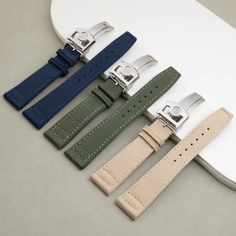 TINTAG 20mm 21mm 22mm Soft Nylon Canvas Watchband For IWC Strap PILOT Portugal PORTOFINO Fabric Watch Band Folding Buckle