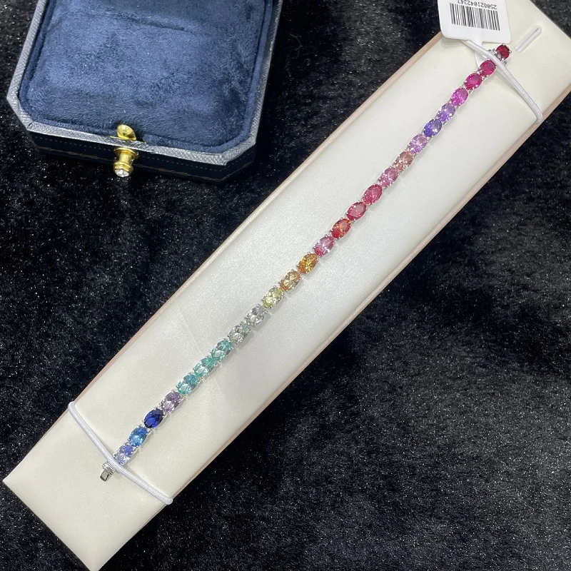 

Сверкающий женский браслет с яркими драгоценными камнями, выращенный в лаборатории, браслет из стерлингового серебра 925 пробы для свадьбы, помолвка, ювелирные изделия, подарок