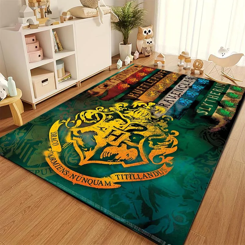 1PC Harry Potter Hogwarts House Crests Pattern Rugs Living Room Bedroom Carpet Bedside Bathroom Floor Mat Kids Room Non-slip Mat