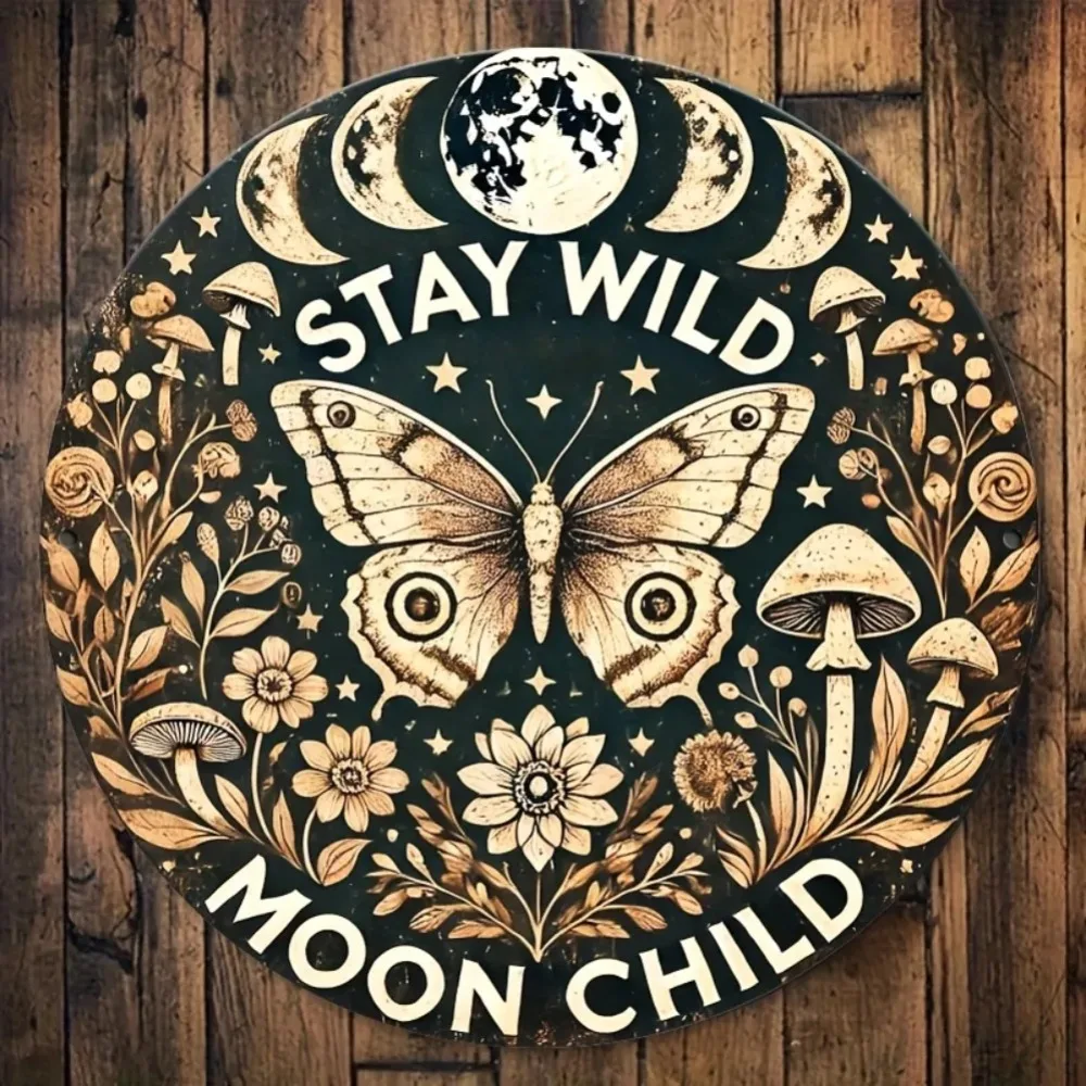 ديكور جداري مزين بالزهور على شكل فراشة معدنية للشباب من Stay Wild Moon، سهل التعليق ومتين للمكتب المنزلي