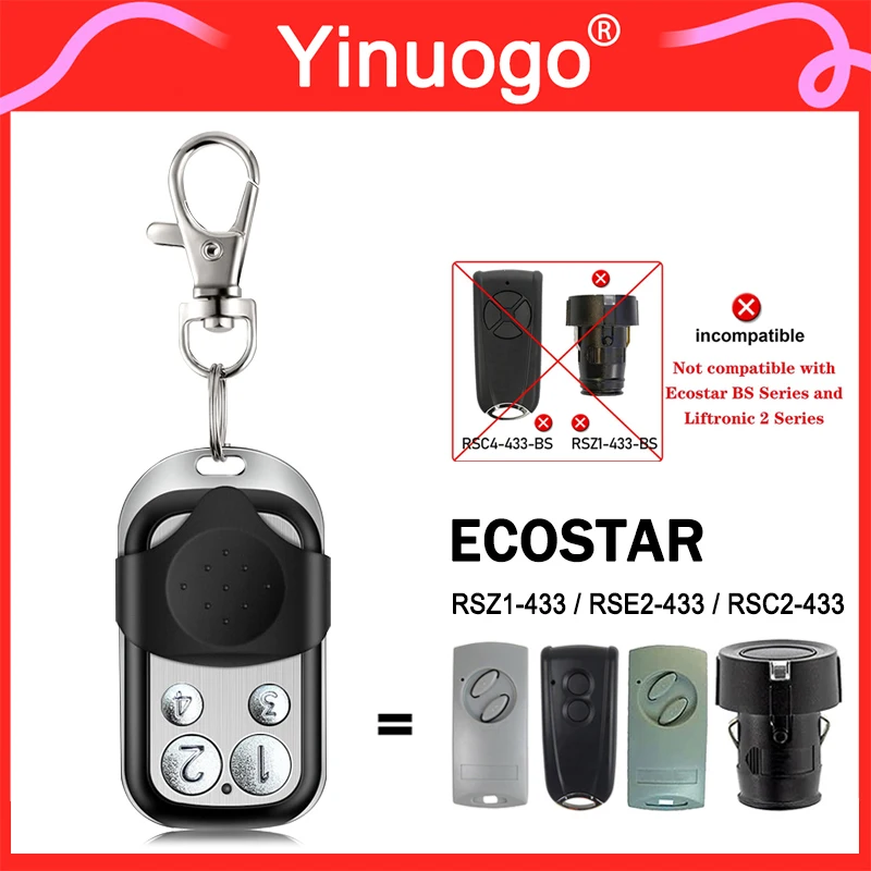 For ECOSTAR RSE2 RSC2 433 Garage Door Opener / Gate Remote Control 433MHz EcoStar Liftronic Portronic D2500 S4000 D5000 Receiver