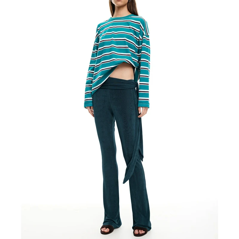 Womens Striped Oversized Sweatshirt Color Block Crew Neck Long Sleeve Casual Loose Fit Pullover Shirt Top Y2K Clothes