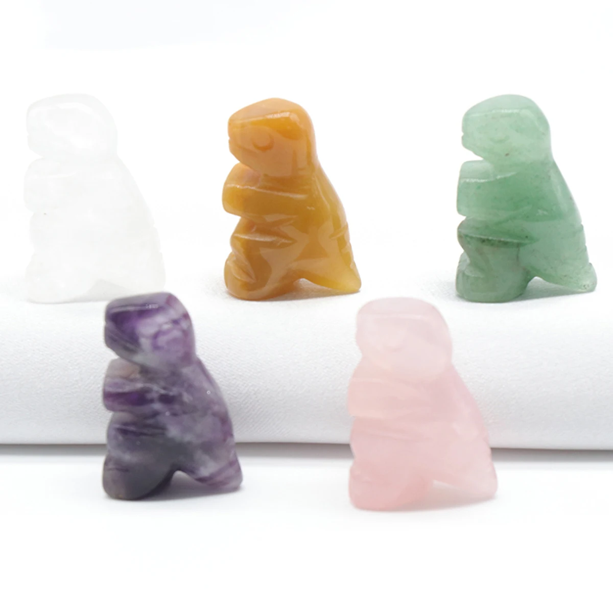 

Random 5pcs Natural Stones Rose Quartz Healing Crystals Carved Dinosaur Animal Figurine Crafts DIY Jewelry Home Decor Ornaments
