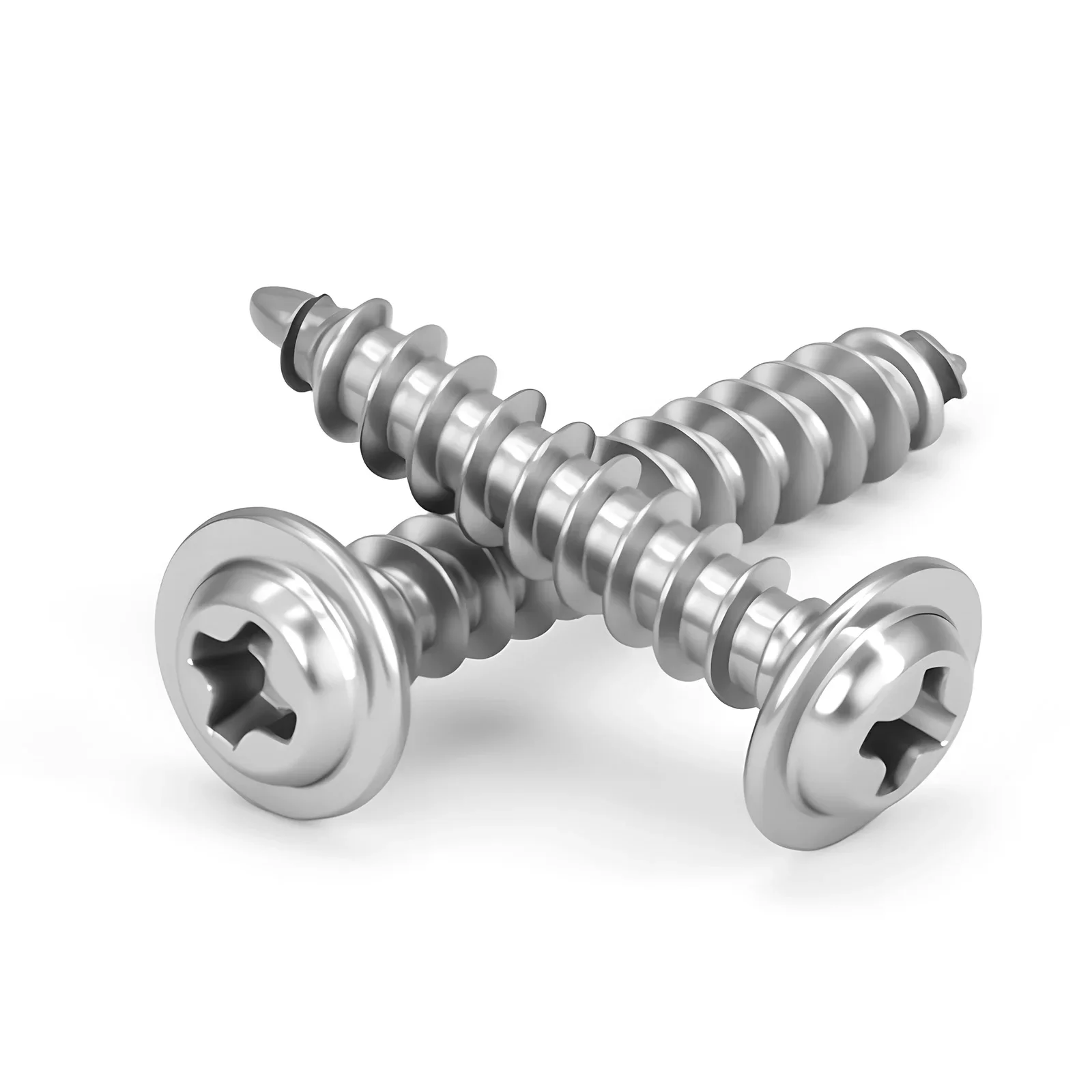M1.4M1.7M2M2.3M2.6M3M3.5 M4 304 Stainless Steel Cross Round Head with Washer Self Tapping Screw 304 Stainless Steel Wood Screws