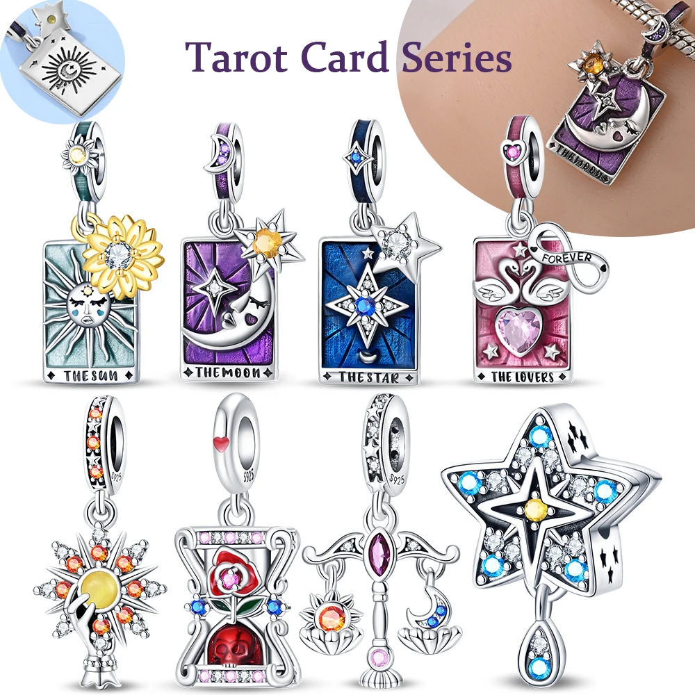 925 Sterling Silver Tarot Collection Pendant DIY Hourglass Beads for Original Bracelet Women Jewelry Birthday Party Gift