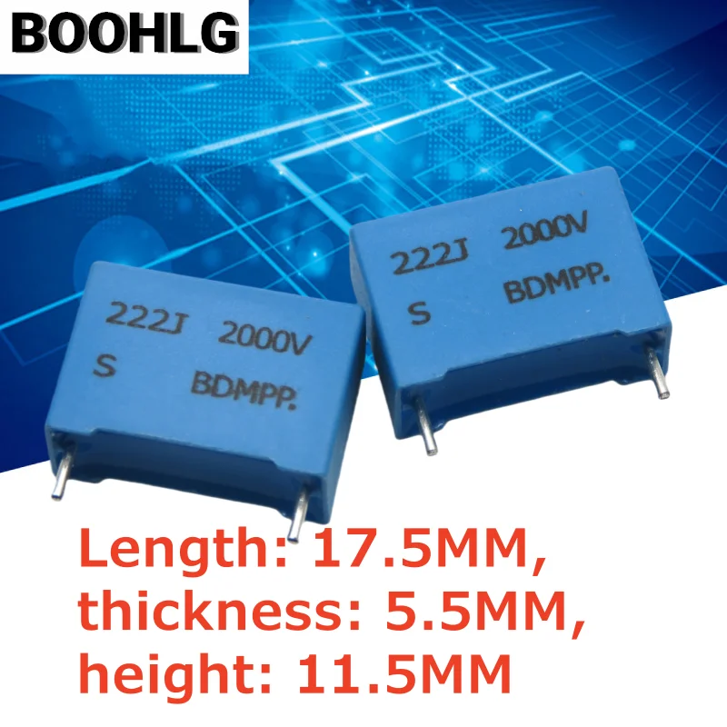 10PCS high voltage pulse film capacitor 2000V 222J copper pin 2200PF 2.2NF MKP81