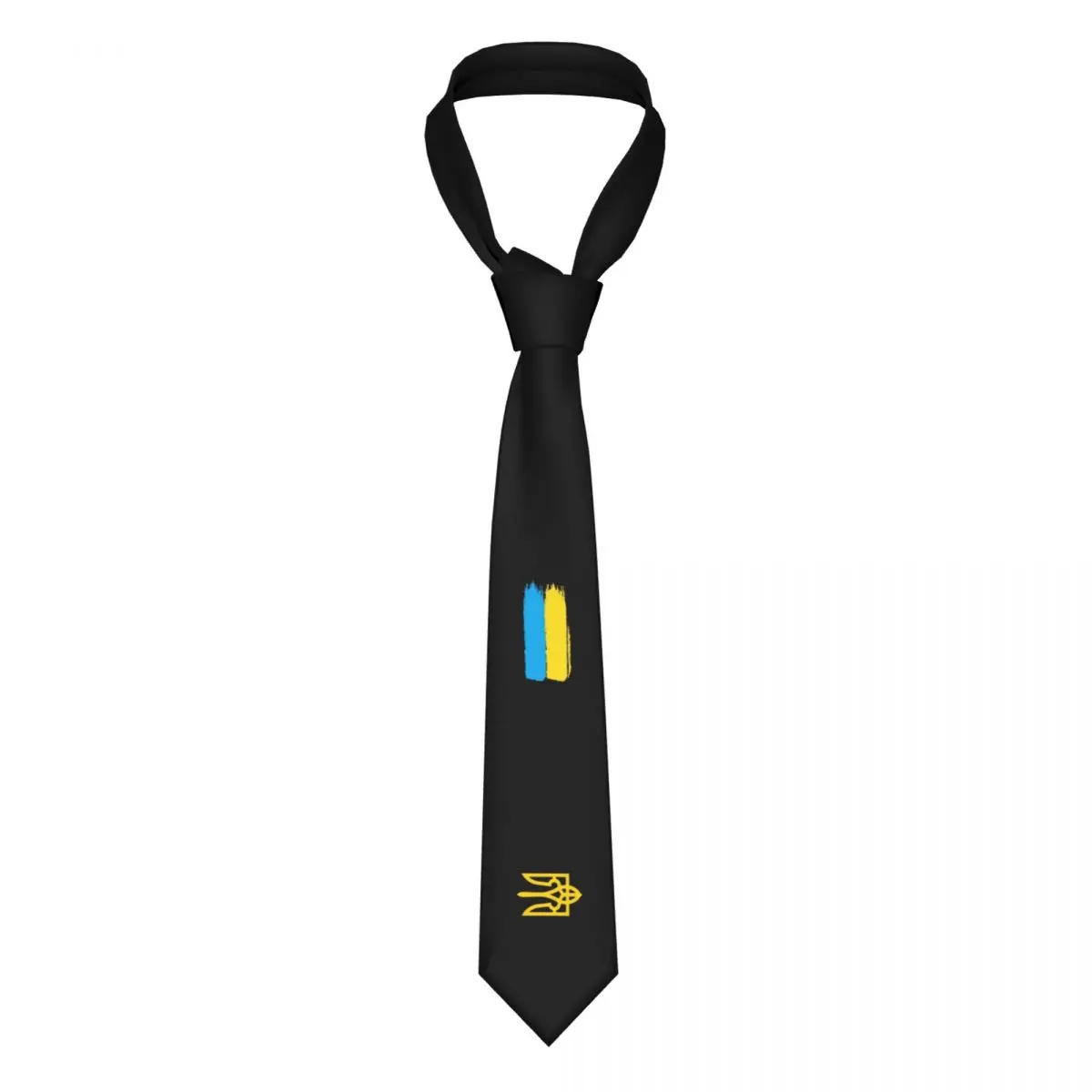 

Custom Ukrainian Flag Stripe Ties Men Fashion Silk Coat Of Arms Of Ukraine Tryzub Necktie for Business