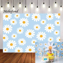 Mehofond Photography Background Groovy Daisy Flowers Blue Girls Birthday Party Baby Shower Portrait Decor Photo Backdrop Studio