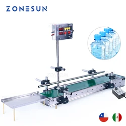 ZONESUN 1200mm Automatic Waterproof Conveyor Belt Fiber Optic Sensor Small Digital Control Belt For Liquid Filling Machine