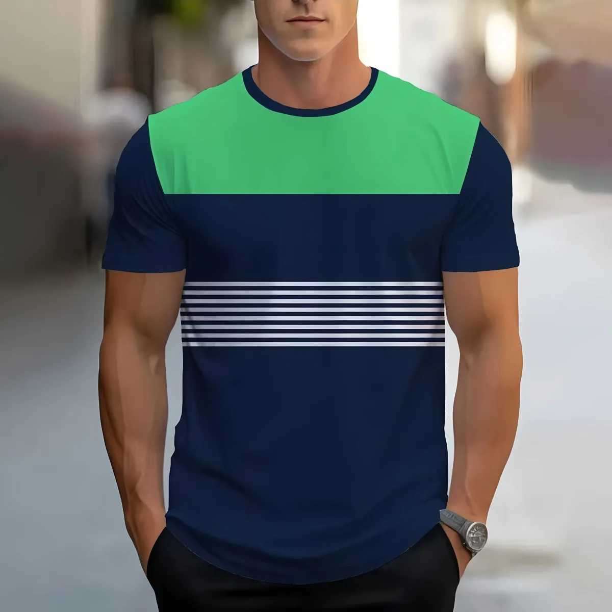 

Мужская летняя одежда, повседневная футболка, полосатые графические футболки с 3d цифровым принтом, свободные топы с круглым вырезом, футболки с короткими рукавами для мужчин