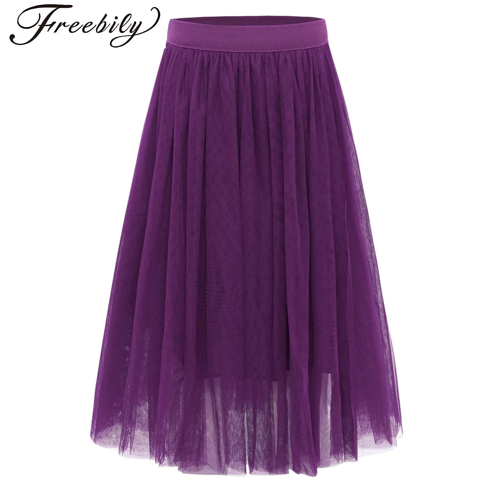

Girls 3 Layers Tulle Skirt High Waist Elastic Waistband Ballet Dance A-Line Skirts Birthday Wedding Party Holiday Photography