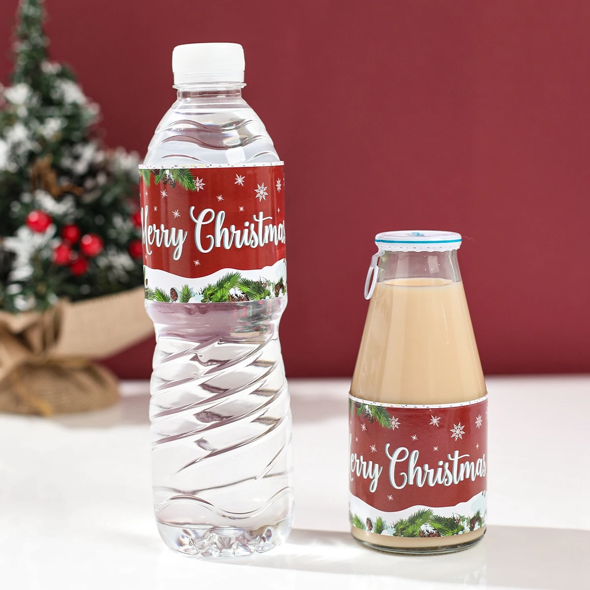 Merry Christmas Bottle Stickers Christmas Decorations For Home 2023 Cristmas Ornament Xmas Navidad Natal Gifts New Year 2024