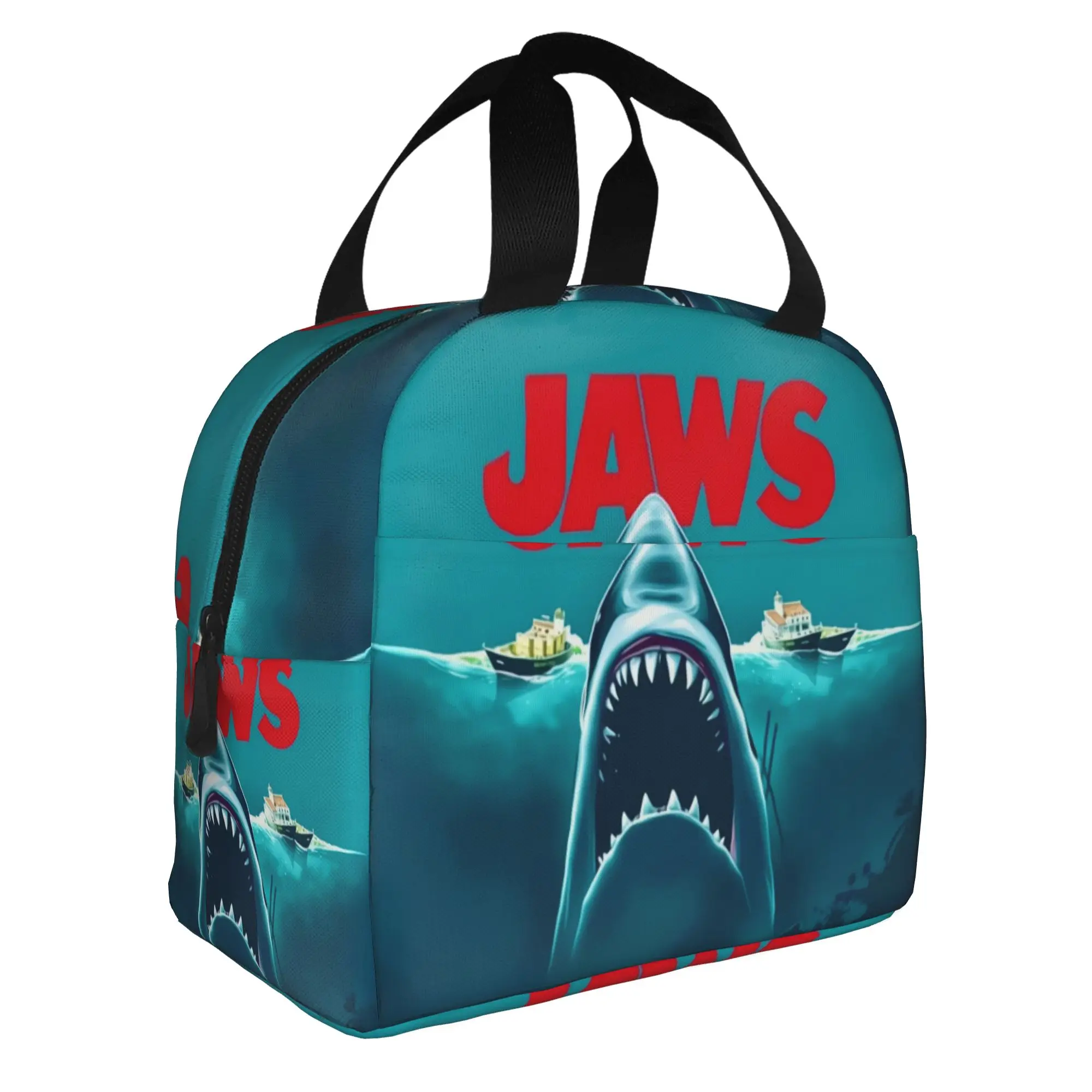 J-Jaw-Shark Insulated Lunch Bag for Women Portable Horror Amity Island Thermal Cooler Lunch Box School