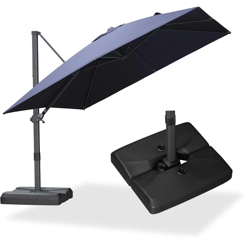 

10' × 10' Patio Cantilever Umbrella, with Base Outdoor Square Adjustable Offset Umbrellas, with 360-degree Rotation