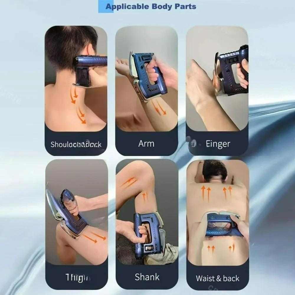 Customizable Electric Heating Guasha Scraping Fascia Massage Board Microcurrent Back Hot Compress Massager Gun Body view 6
