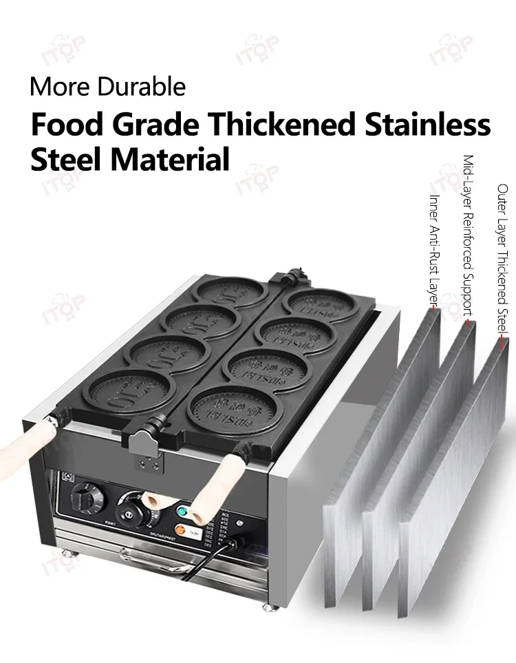 

WG-1 Commerical Coin Waffle Maker Non Stick Pan Waffle Maker Snack Maker Bread Machine Round Waffle Timer 110V 220V