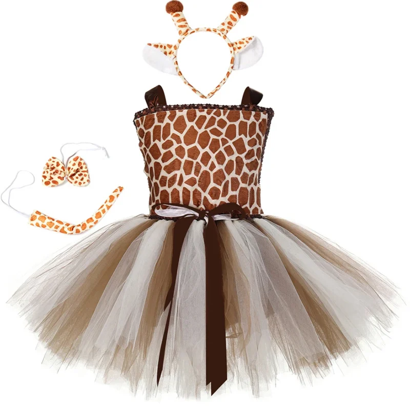 Girls giraffe costume set kids Halloween tutu dress zoo animal outfit toddler Baby Girl Fancy birthday party dresses Vestido