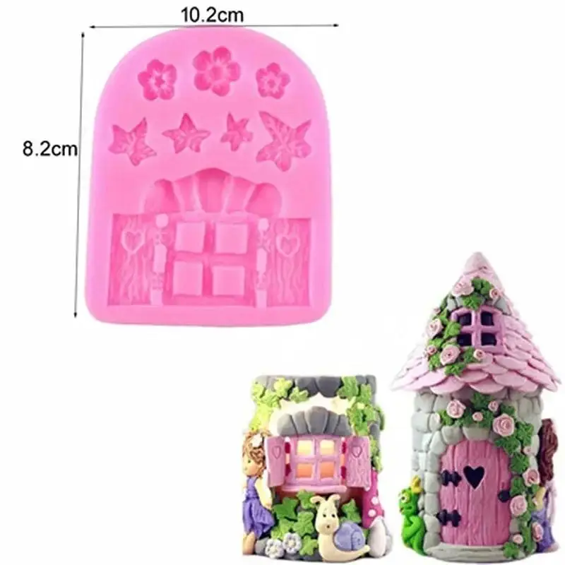 Creative Handmade Diy Mold Fairy Door Combination Snail Mushroom Sugar Cake Silicone Accessories Cake Decoration Tools Supplies