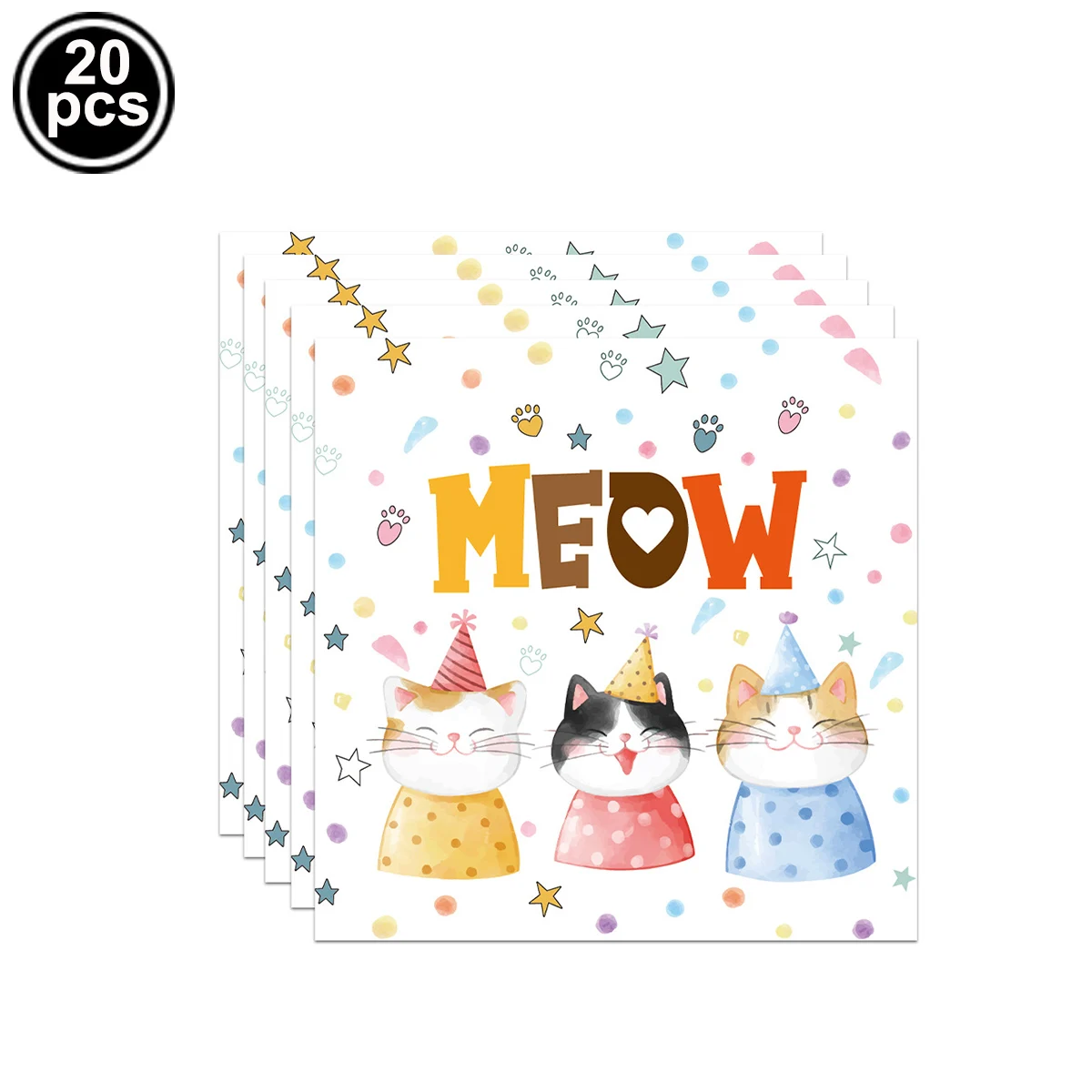 Cute Cat Theme Party Tableware, Plates, Cups, Napkins