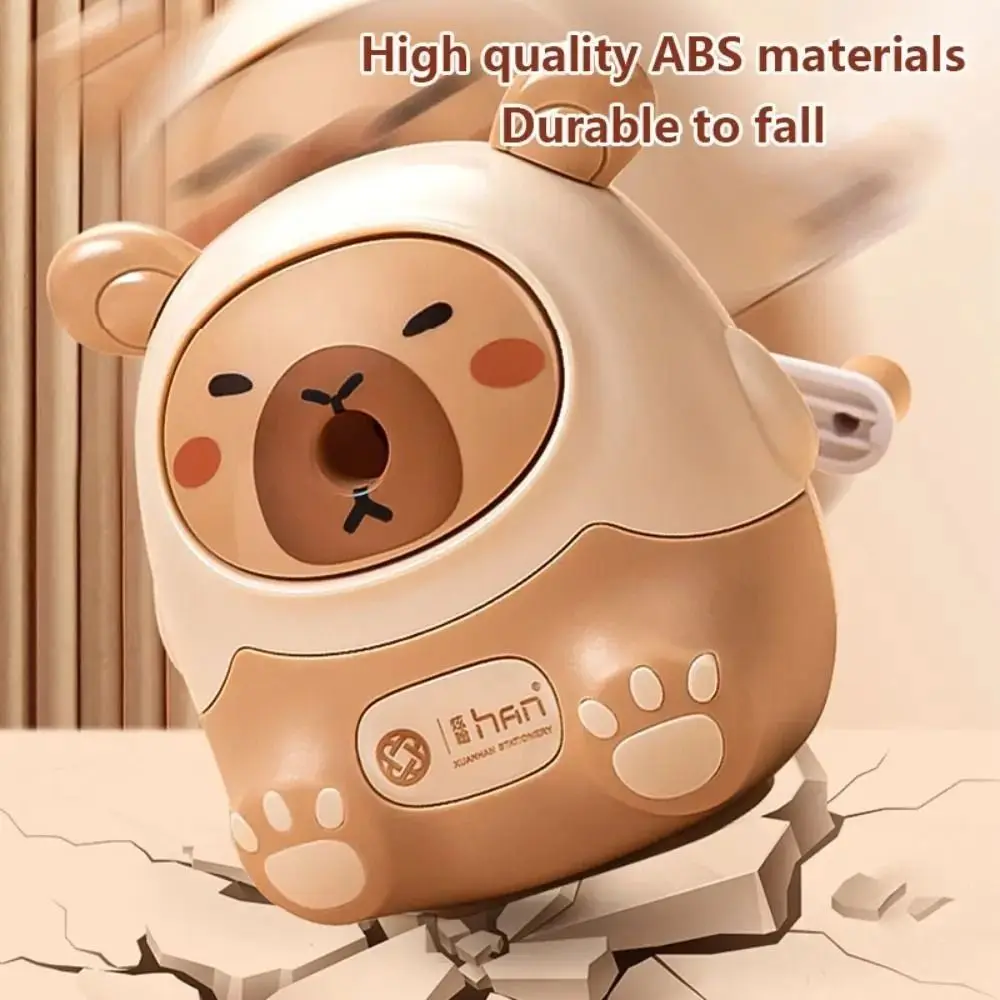 Hand Crank Capybara Pencil Sharpener Cartoon Anti Sticking Manual Pencil Sharpening Tool Labor-Saving Dust Compartment