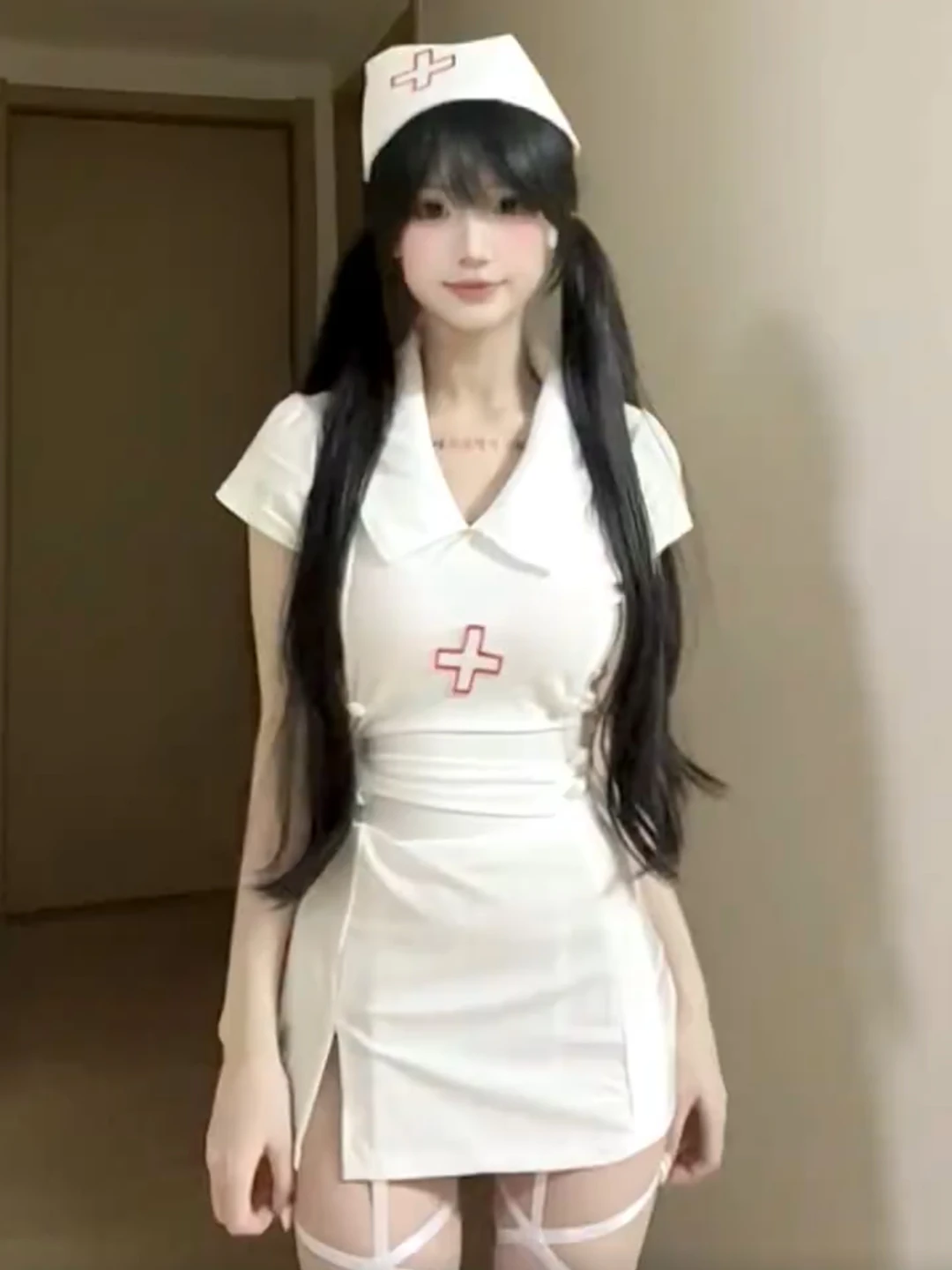 Sexy School orm ort Dr Women's Autumn Pure Desire Sle Split Waist Cinched loween Costume  Dr Korean Sle