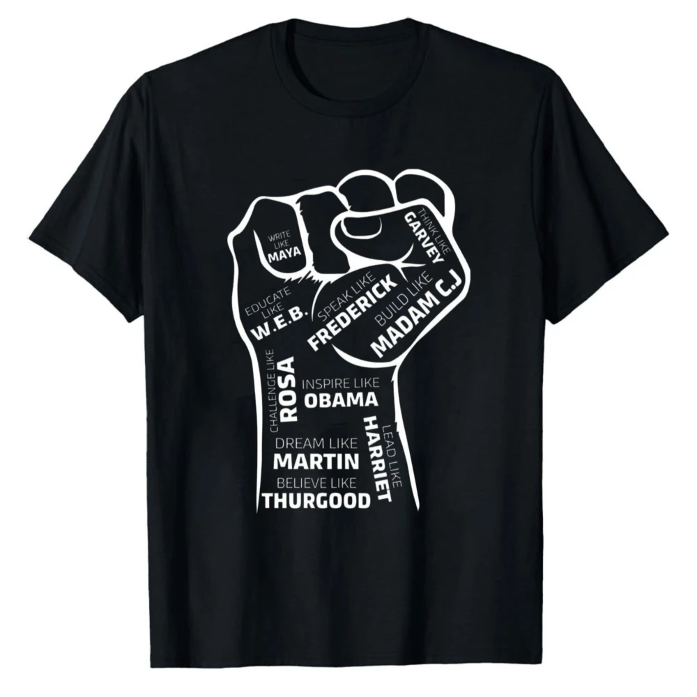 

Shop 4 Ever Inspiring Black Leaders History Civil Rights Fist T-Shirt Retro Hitchhikers Guide To The Galaxy Graphic Pride Tee