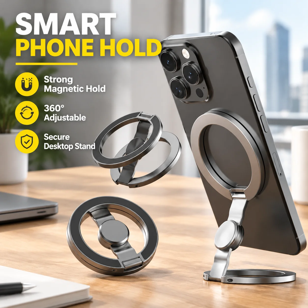 Dual Phone Holder - Magsafe magnetische telefoonhouder met dubbele ring,