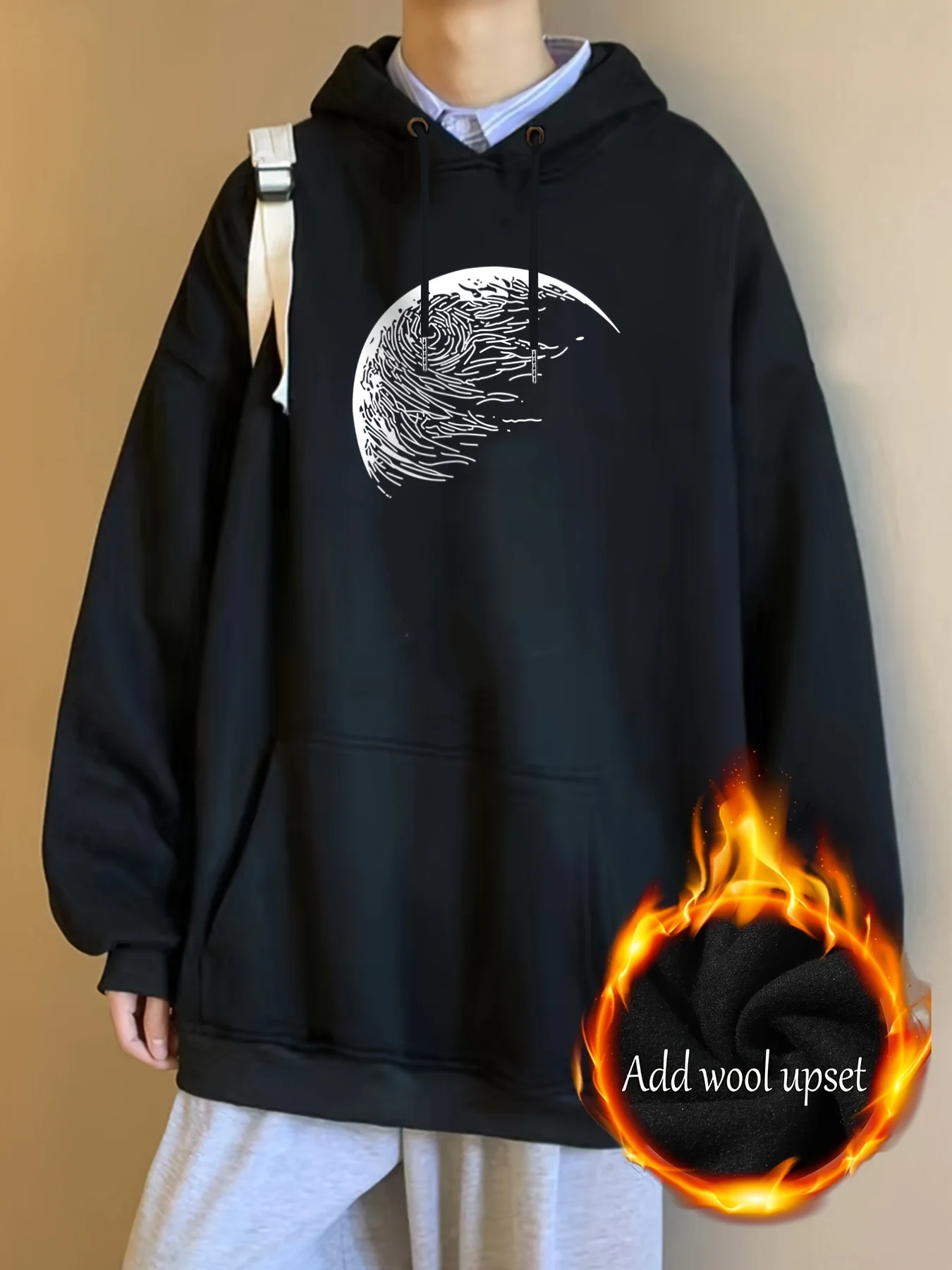 Graphic Warm Fleece Plus Size Hoodie For Big And Tall Guys
