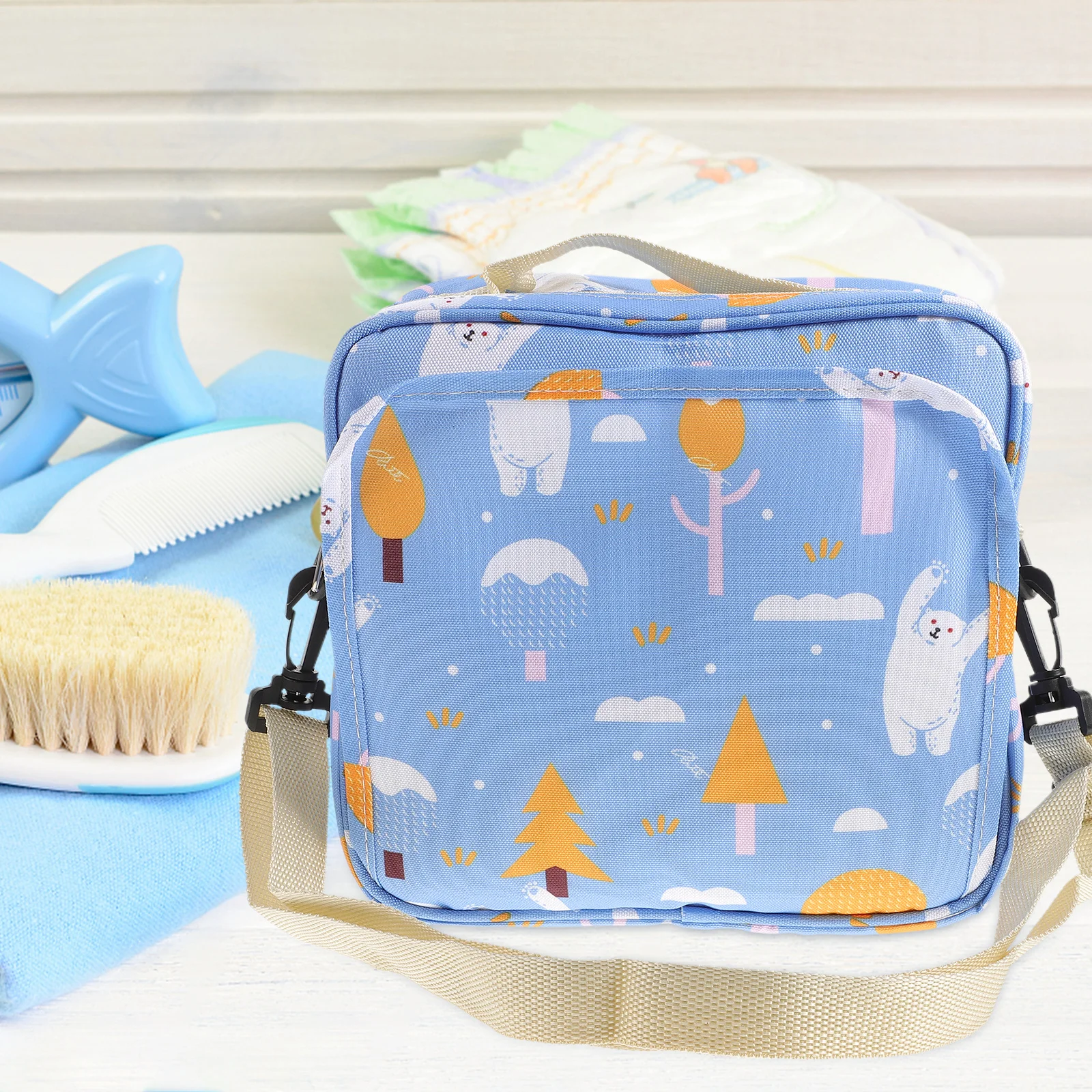 

Diaper Bag Tote Large Travel Quilted Messenger Crossbody Organizer Portable Baby Essentials Zip Closure Tote Bag Stroller Sleeve