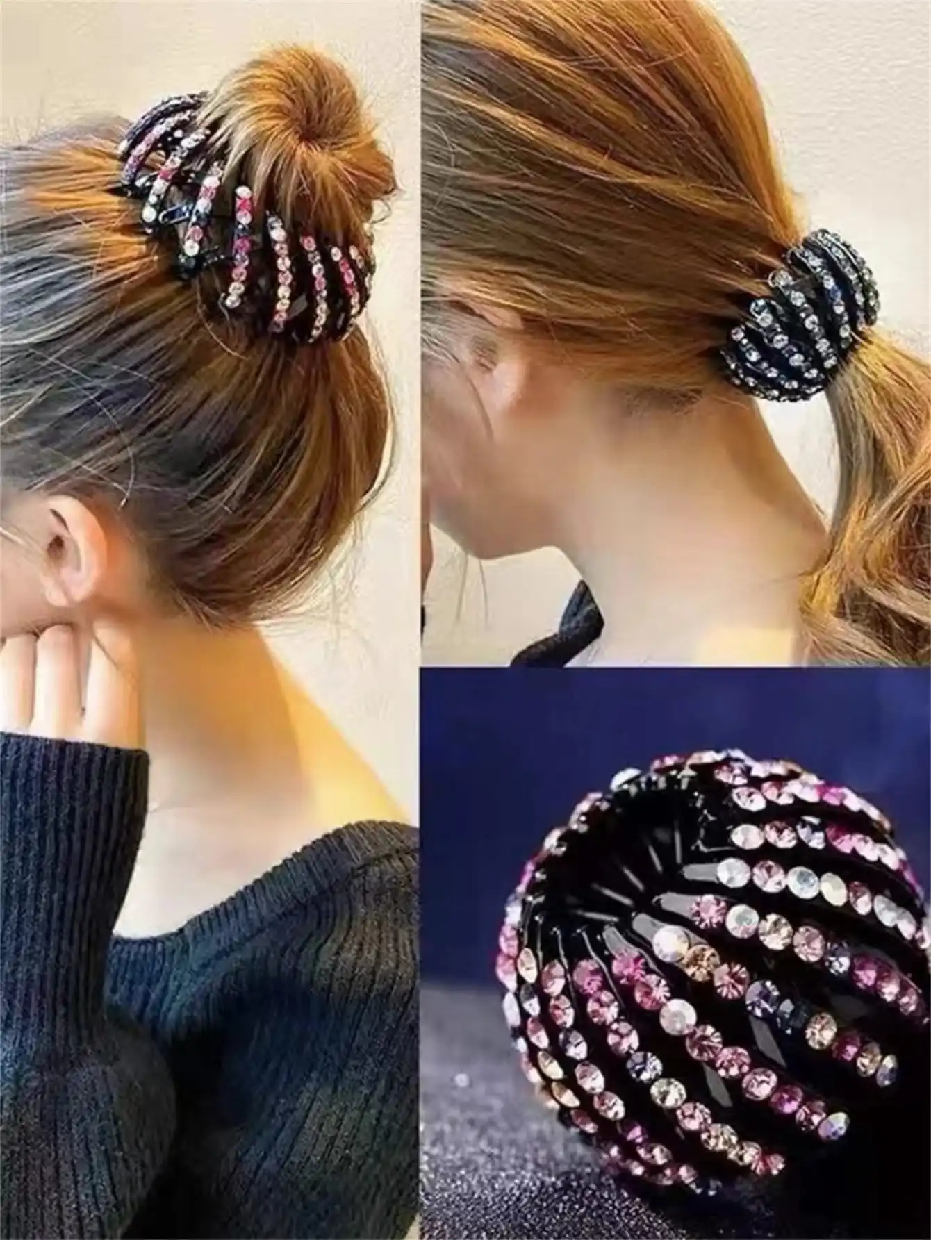 Hair hair kit with 1 flash rhinestone decorative hairpin for women\'s ponytail buckle head piece