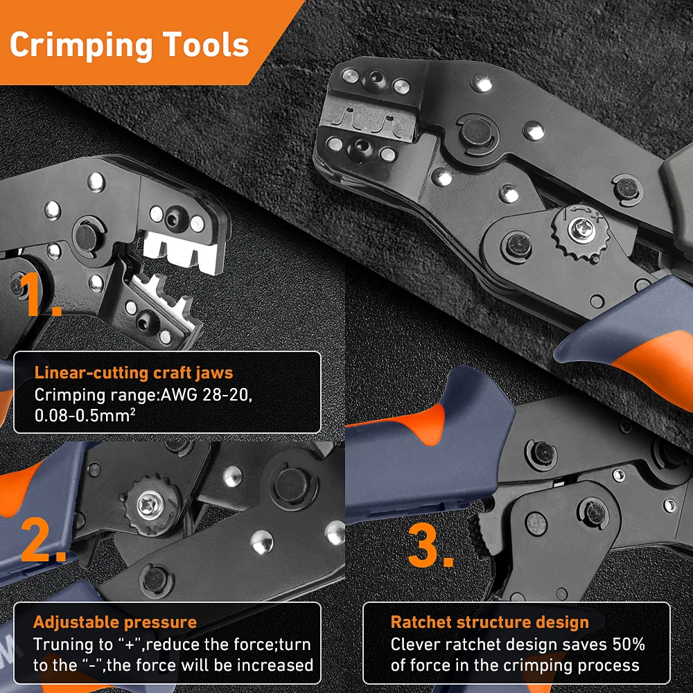 Crimping Tools SN-01BM Pliers Crimping Pliers Clamp Tools Cap/coaxial Cable Terminals Kit Car Connector Wire Ratchet Tools