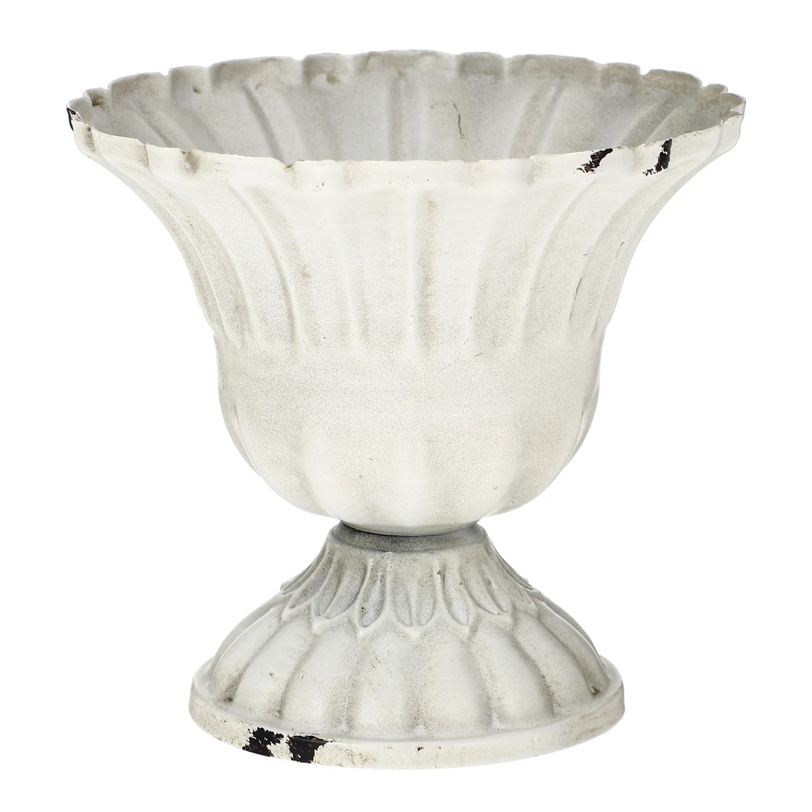 

White Iron Flower Vase Retro Style Texture Compact Small Size Fresh Flowers Container Home Office Decor