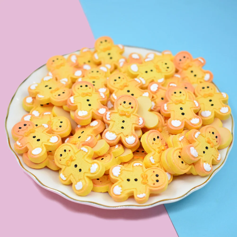

30pcs Diy Resin Charms Mini Fake Gingerbread Man Crafts Delicate Phone Case Decorations Hairpin Ornaments Jewelry Making Mobile