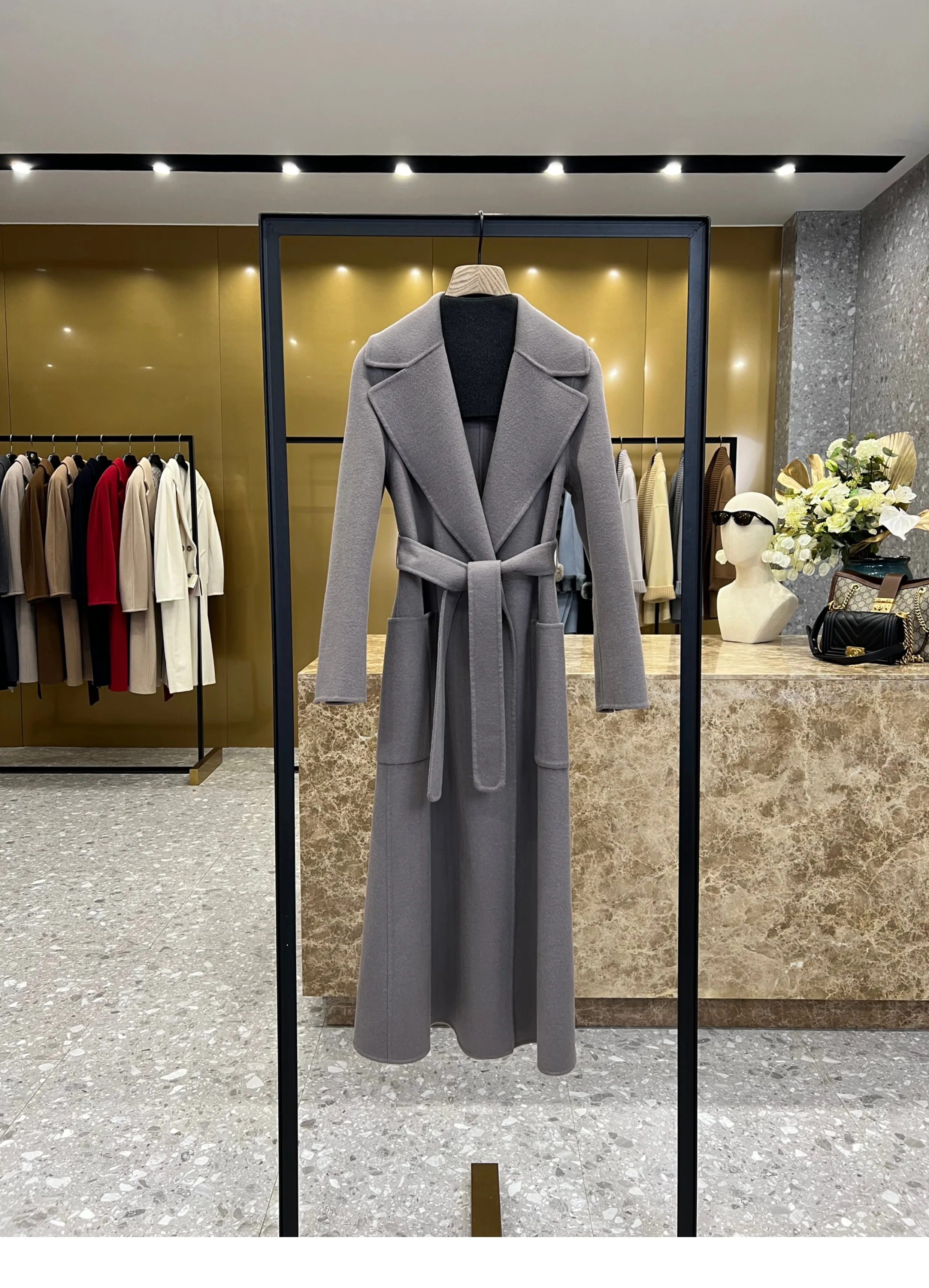 2024 Winter Women's New Double-Sided Slim-Fit Belt Long Wool Coat