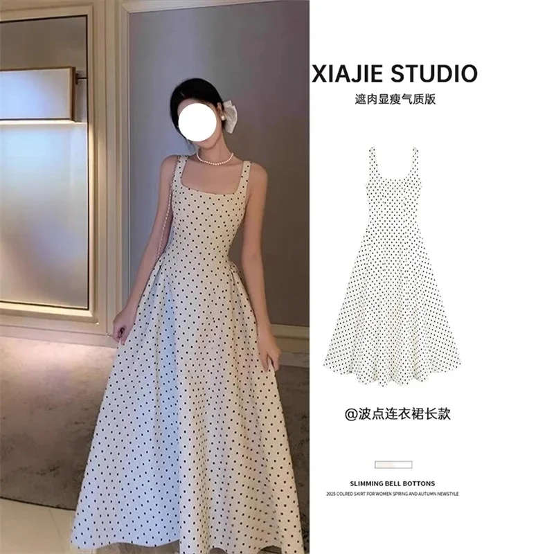 

Elegant Printed Women's Dress Sleeveless Square Collar Waist-Closed Lady Mini Dresses With Waist Tape 2026 Summer Female Robe