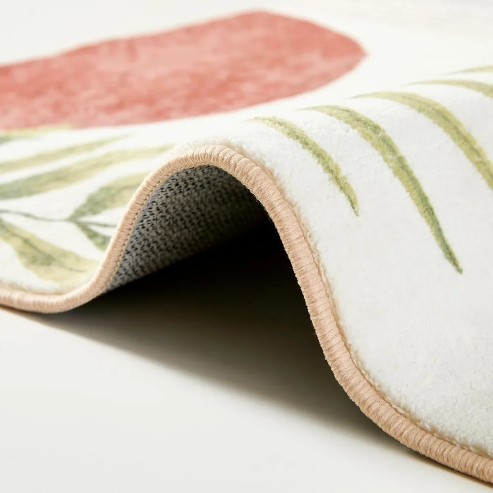 Tapete lavável estilo moderno de meados do século, boêmio chique 8x10 pés, ideal para espaços vivos