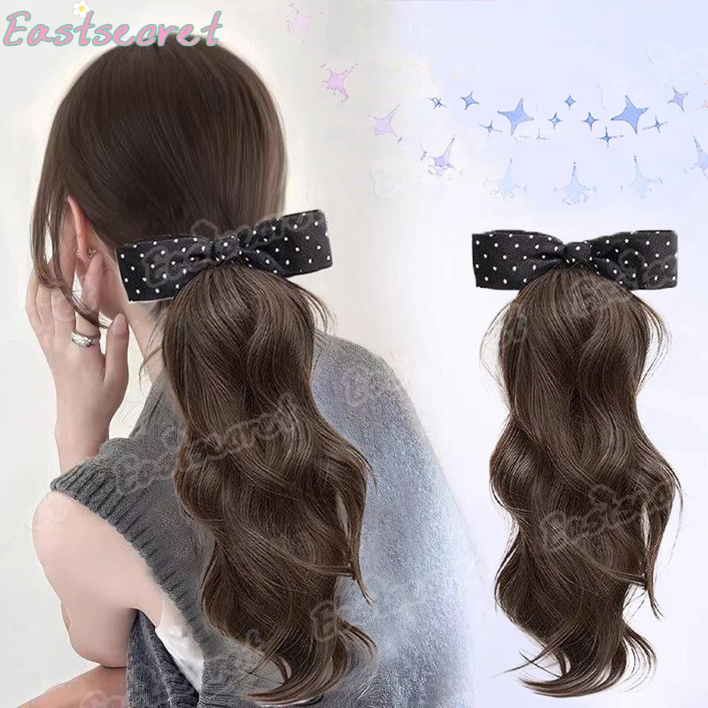 

Накладка для волос EAST, 15 дюймов, волнистая, синтетическая, на заколке-банане с бантом в горошек, идеально подходит для повседневного ношения женщинами