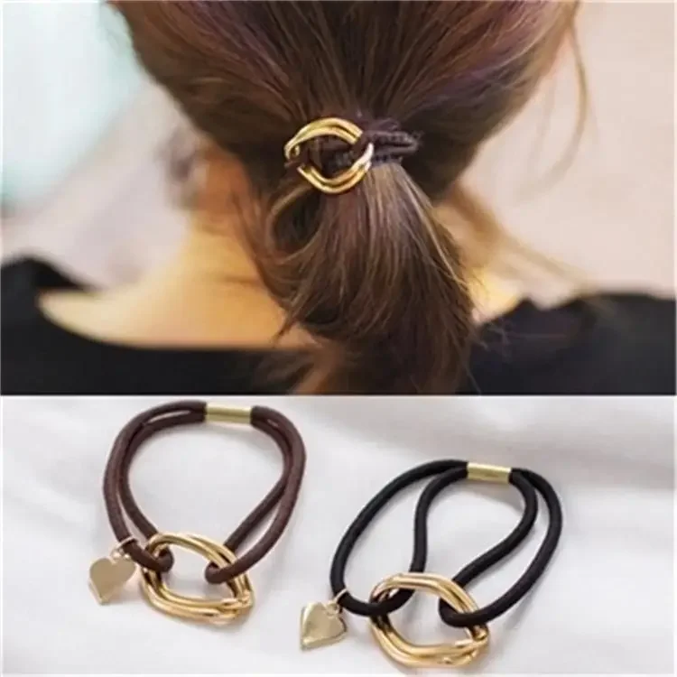 New Geometric Head Rope Handmade Hair Ring Alloy Pendant Hair Accessories Headwear