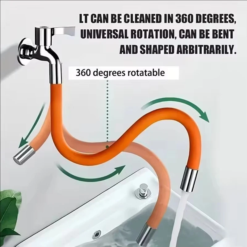 1pc Water Faucet Extension Tube, 360-Degree Rotating Adjustable Flexible Faucet, Moldable Rotating Extension Nozzle