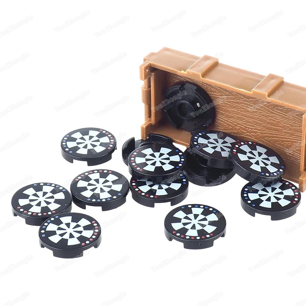 Holograficzna tarcza do gry w rzutki z nadrukowanym wzorem, klocki konstrukcyjne 2x2 okrągłe 14769 MOC, akcesoria do sceny konkurencyjnej, model, prezent, zabawka.