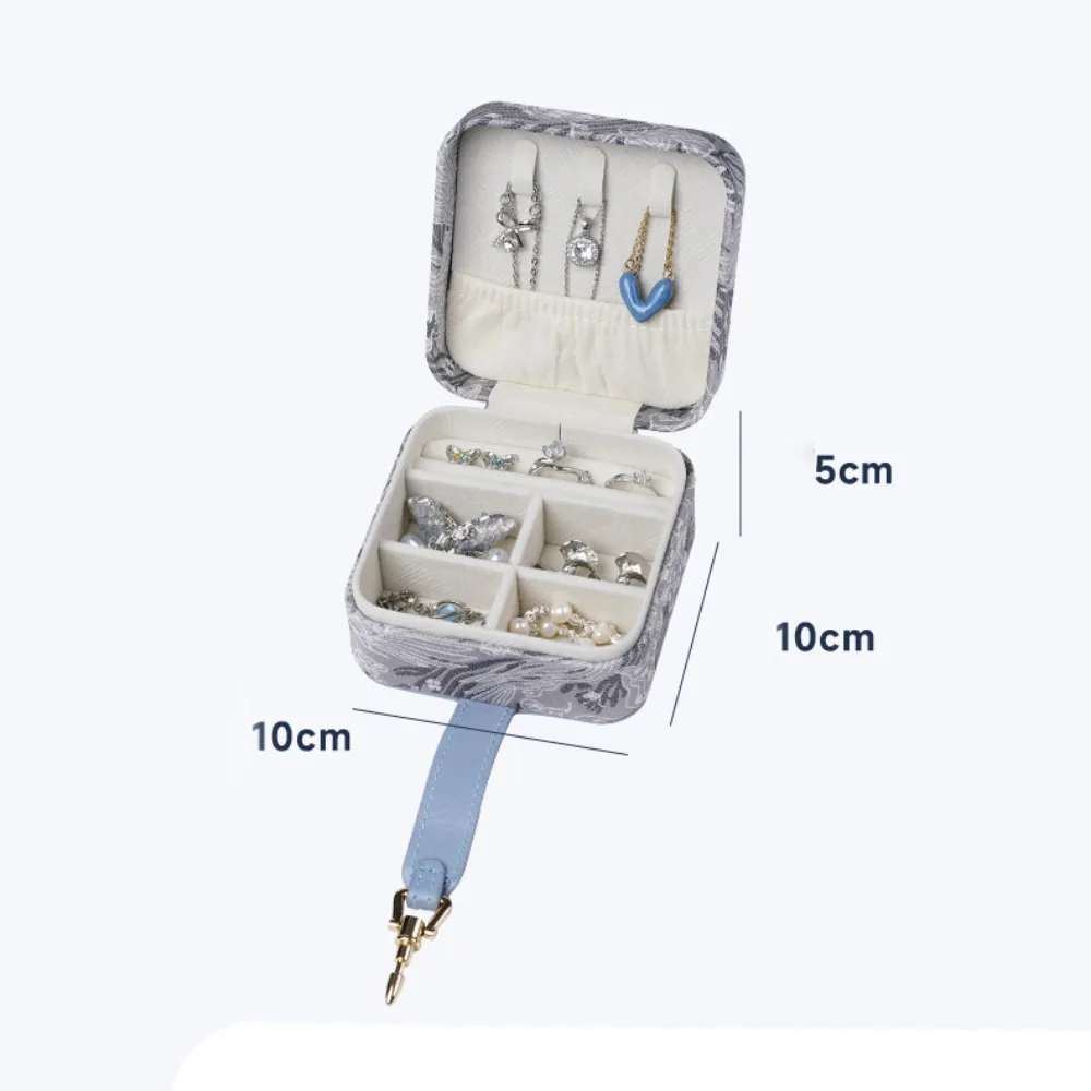 جديد صندوق تخزين المجوهرات الجلدية عالية الجودة التطريز عرض المجوهرات حالة الموضة المحمولة مجوهرات الزفاف